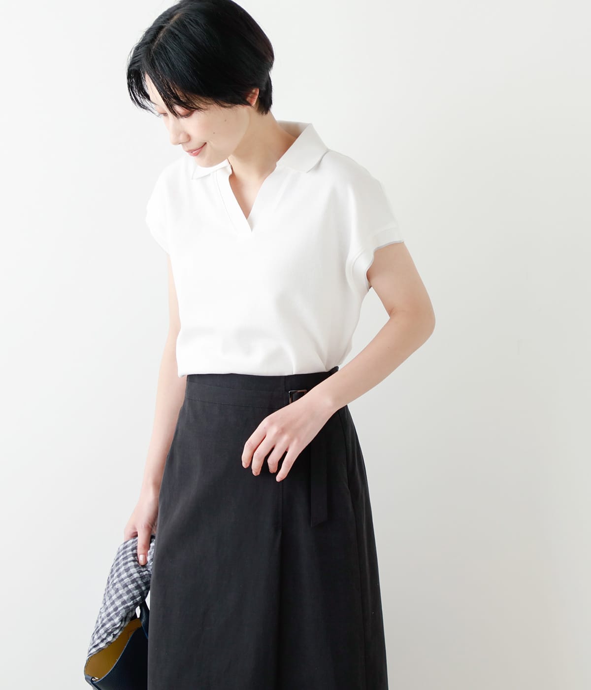 【L】成型ツイル スキッパーポロシャツ