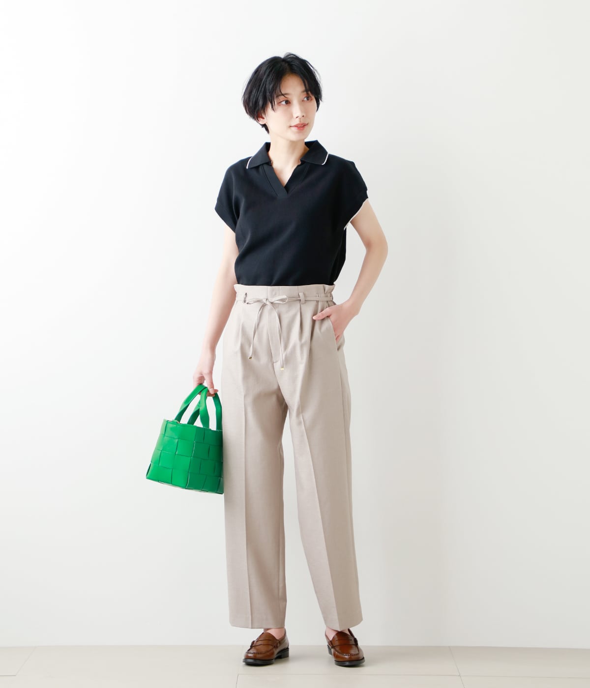 【WEB限定】DONEEYU(ドニーユ) ナチュラルタッチツイル テーパードパンツ