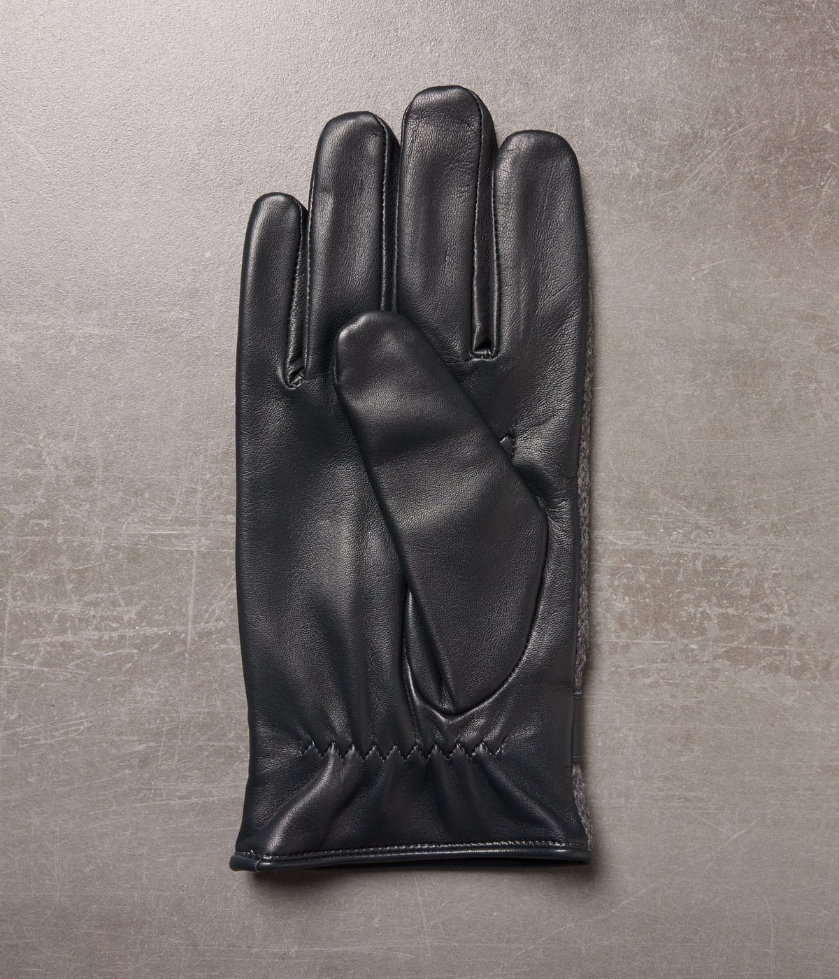 カシミヤ混 ファブリック×レザーグローブ(15989920-2023  