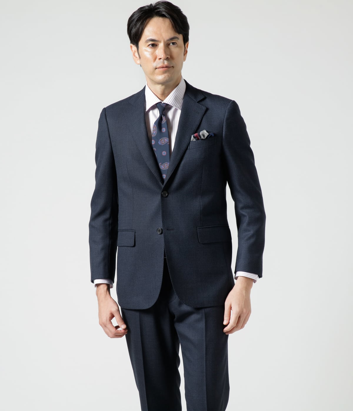 【Calvin Klein】NAVY SILK×WOOL バーズアイ スーツ