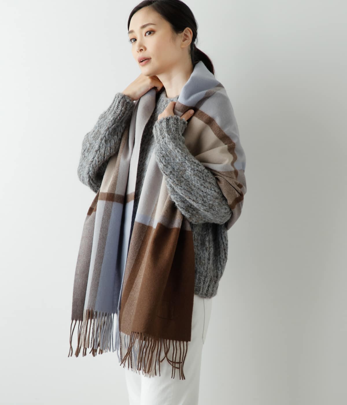 【WEB限定】TWEEDMILL（ツイードミル） ビッグチェックストール