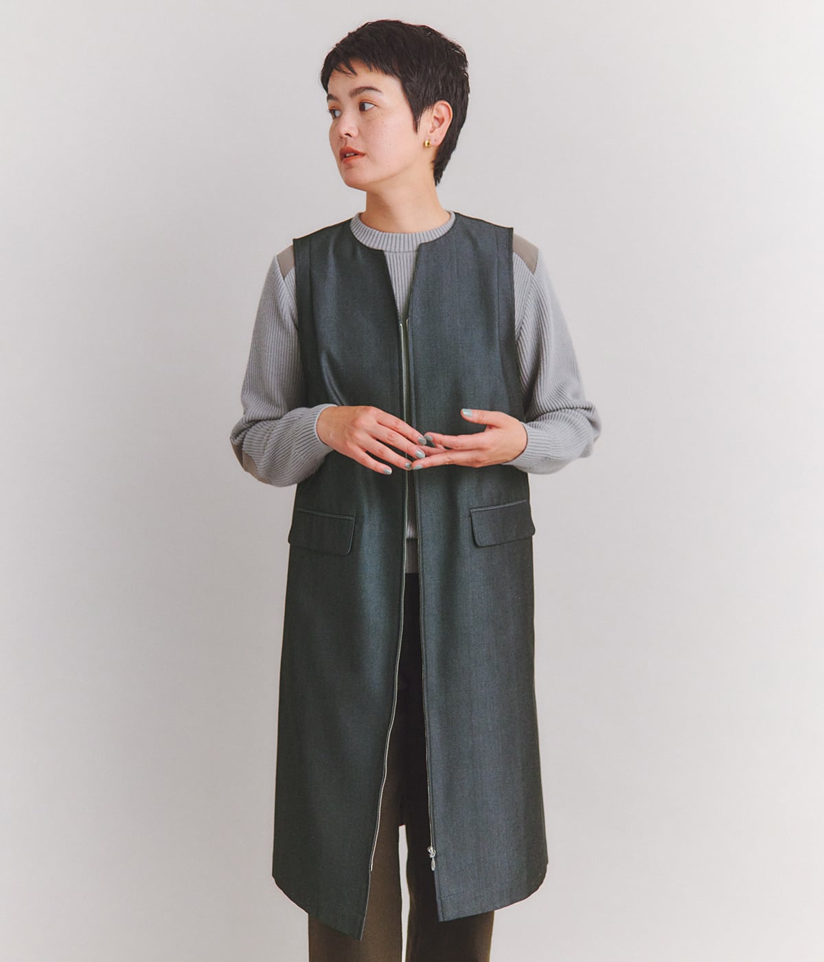 Cotton Wool Gabardine ジレワンピース