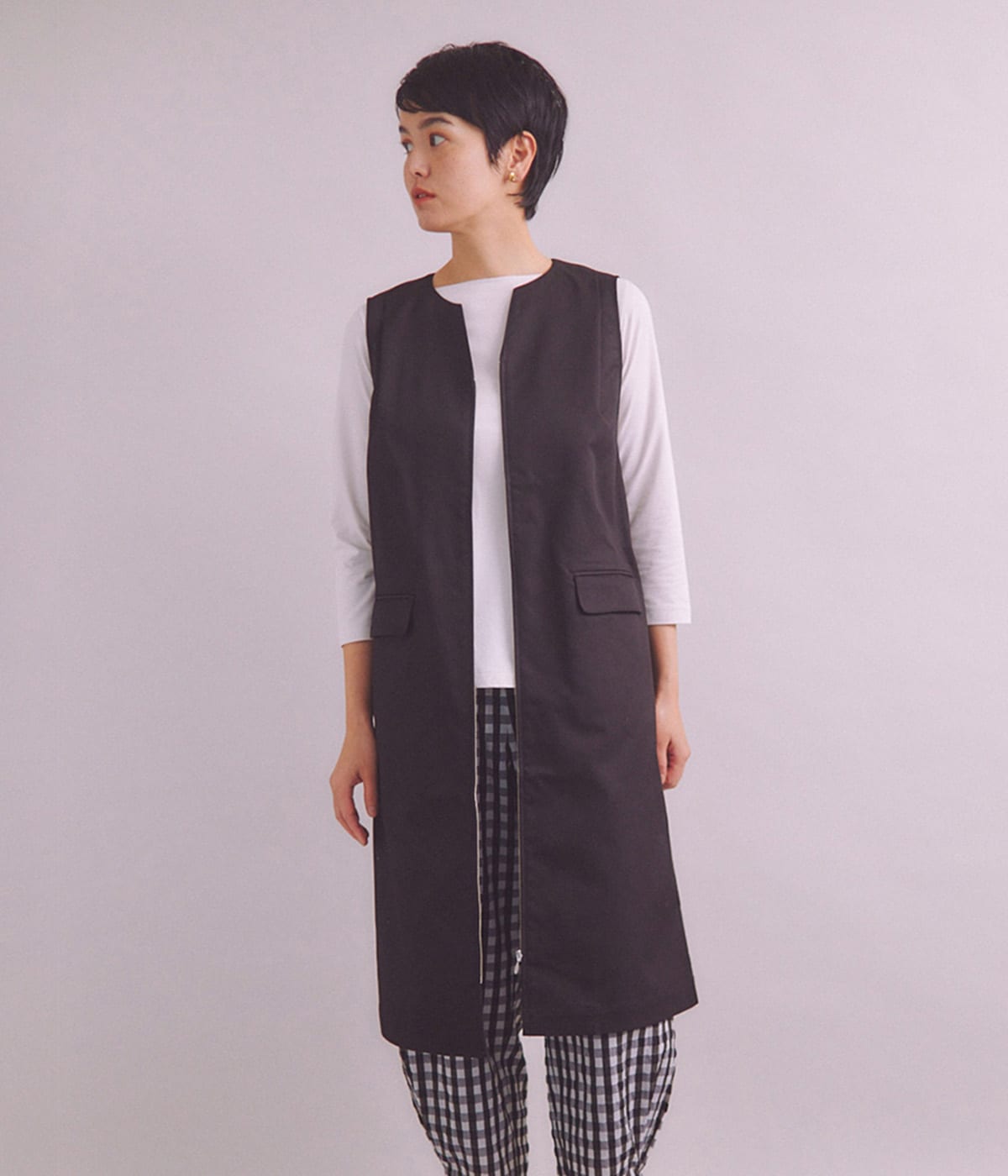 Cotton Gabardine ジレワンピース