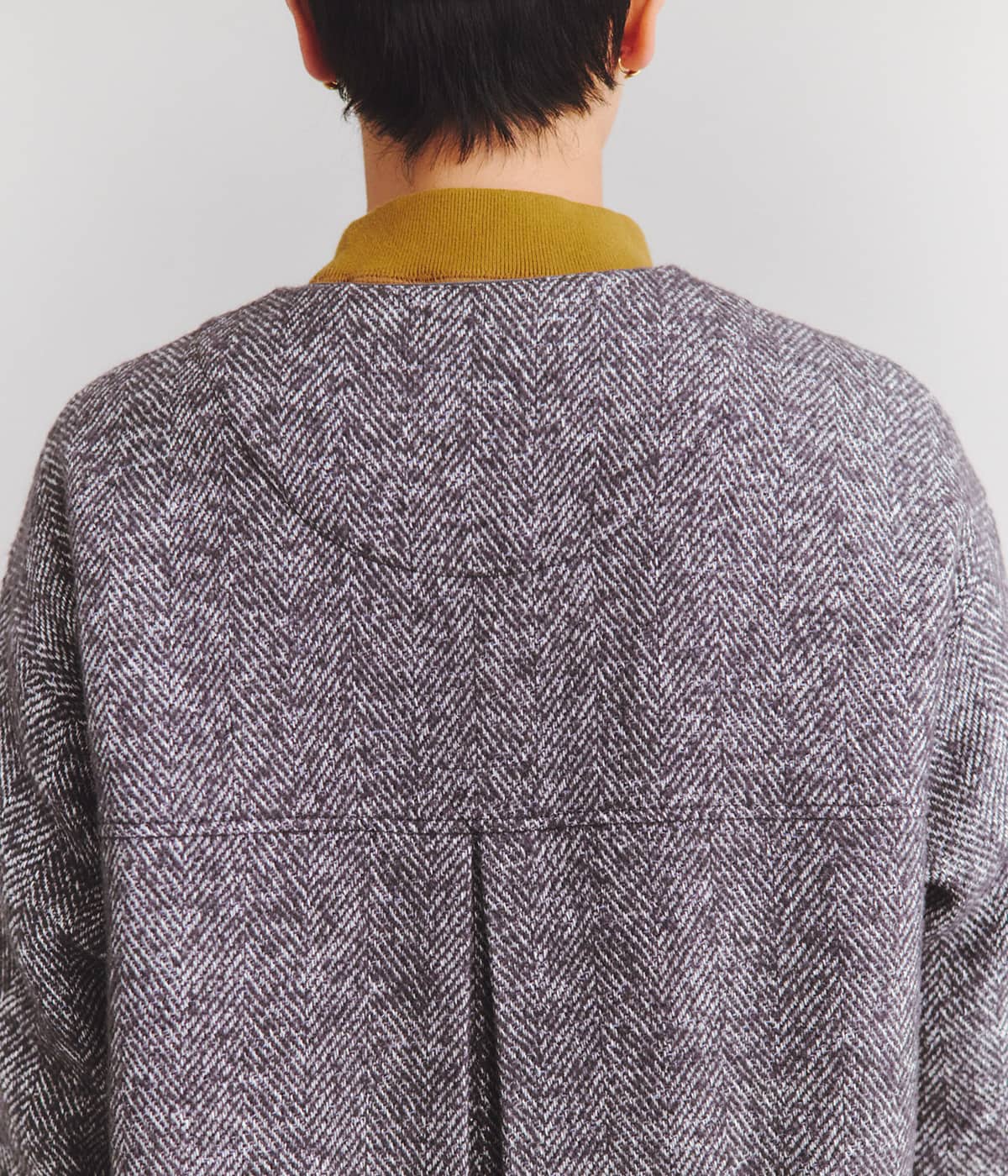 Herringbone Tweed ノーカラーコート(37559041-2023)｜ファッション