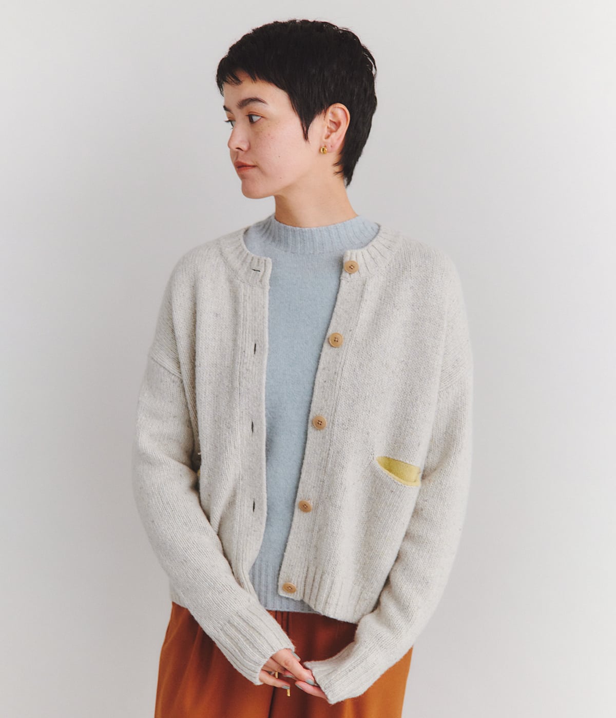 NEWYORKERのLow Gauge Nep Knit ショートニットカーディガン