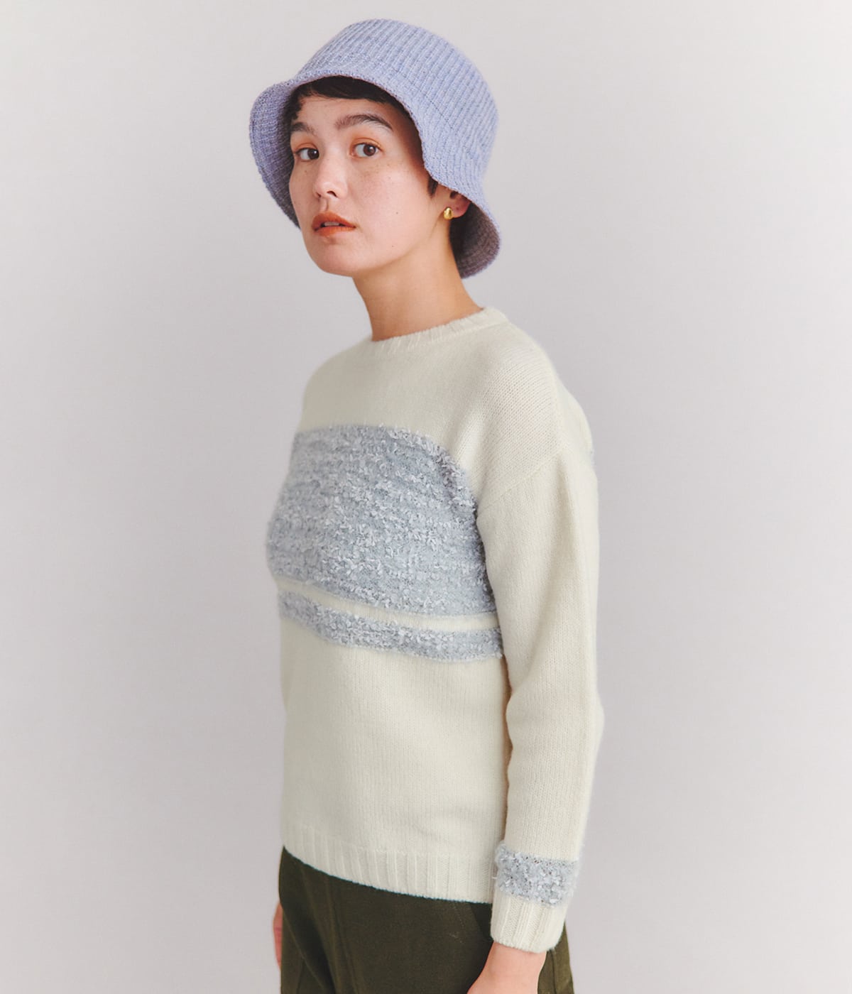 NEWYORKERのBulky Wool リボン編みこみニット