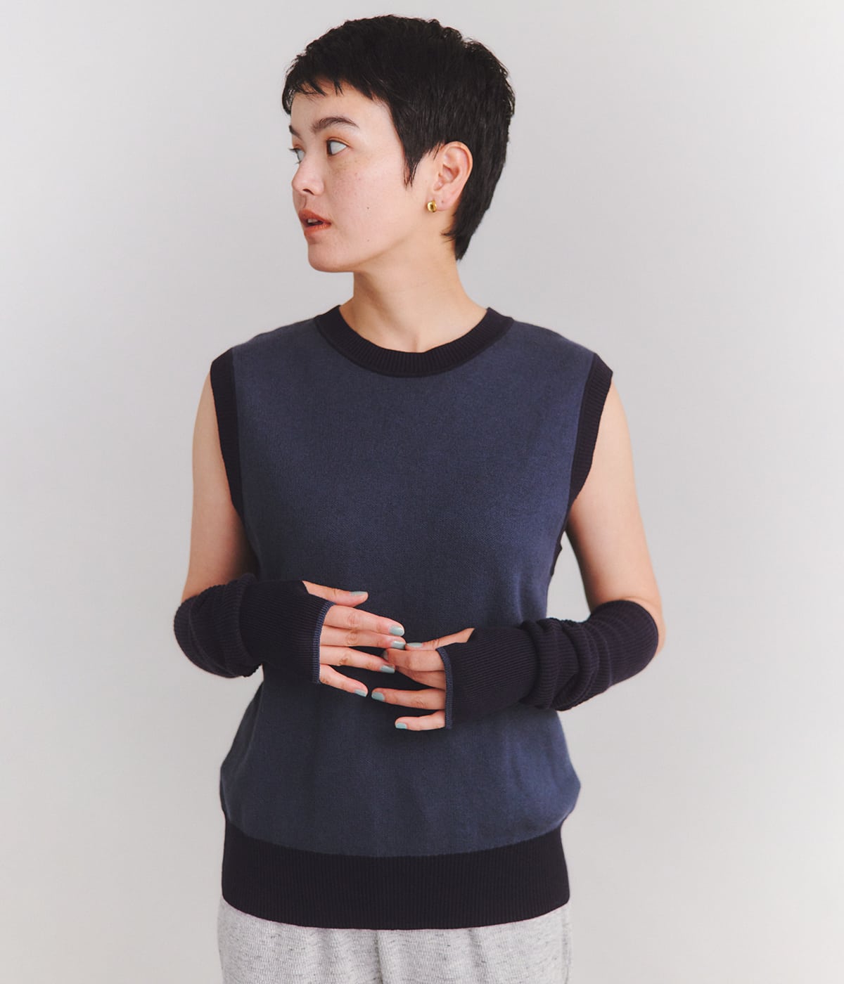 NEWYORKERの【手洗い可能】Organic Cotton Wool WJQ アームウォーマー付きベスト