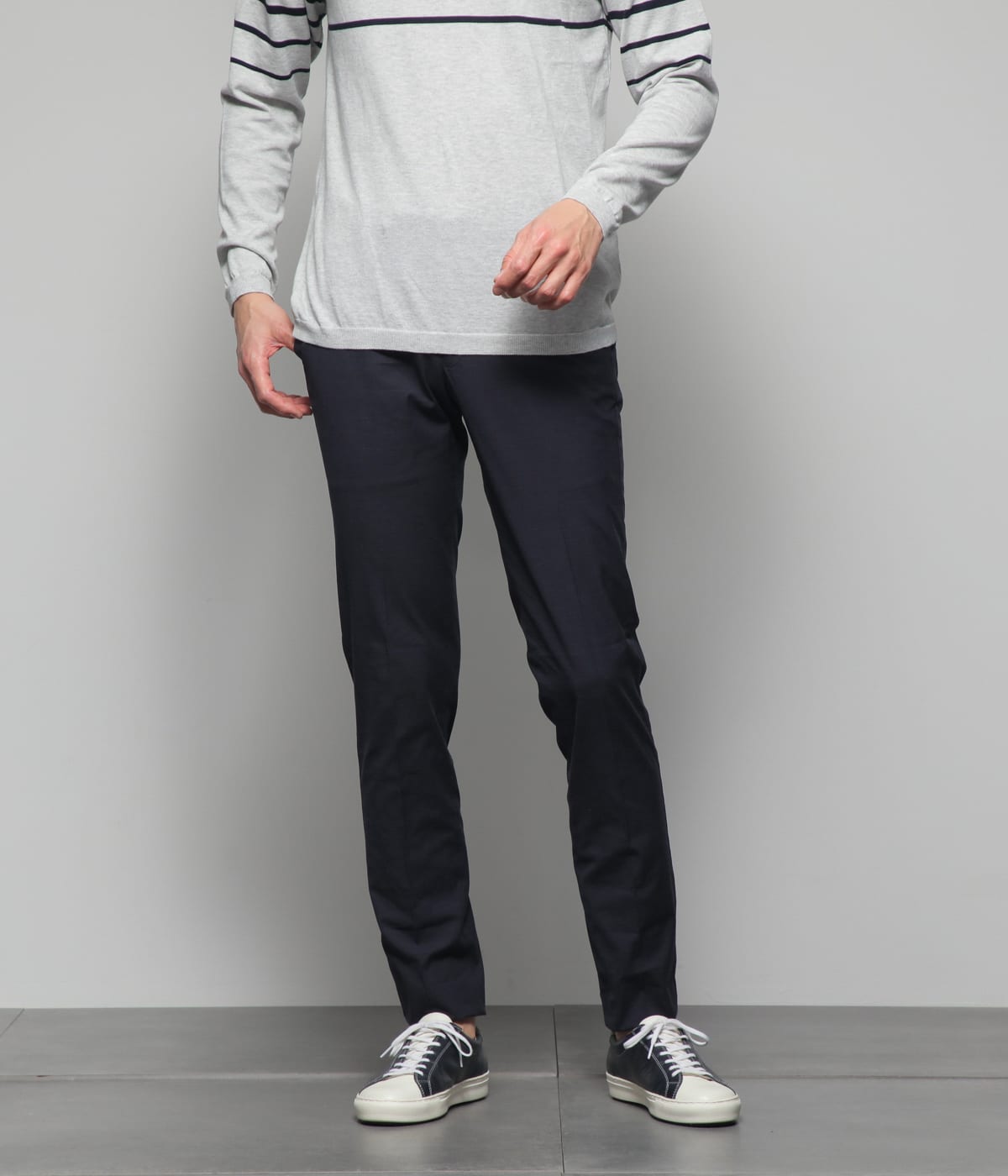 【COOL COMFORT(接触冷感・吸水速乾)・ストレッチ】キシリッシュドビー クロス ウエストアジャストパンツ グラマシーモデル(ノータック・ハーフ仕上げ)