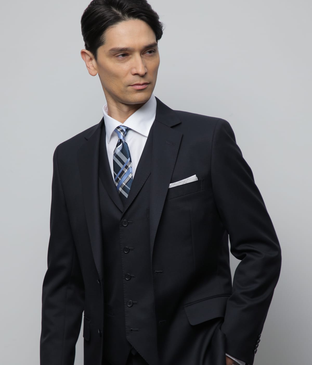 【SLIM FIT・撥水】 テトロンウール 無地 ジャケット(2ボタン・セットアップ対応)