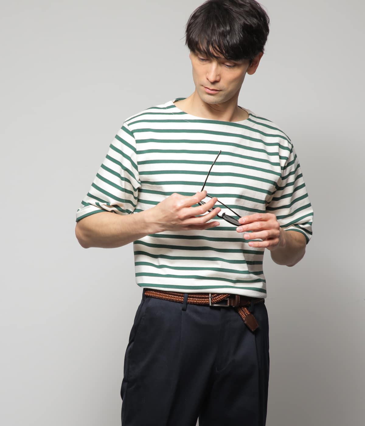【TOURNIER】フレンチトラディショナルボーダー ボートネックTシャツ