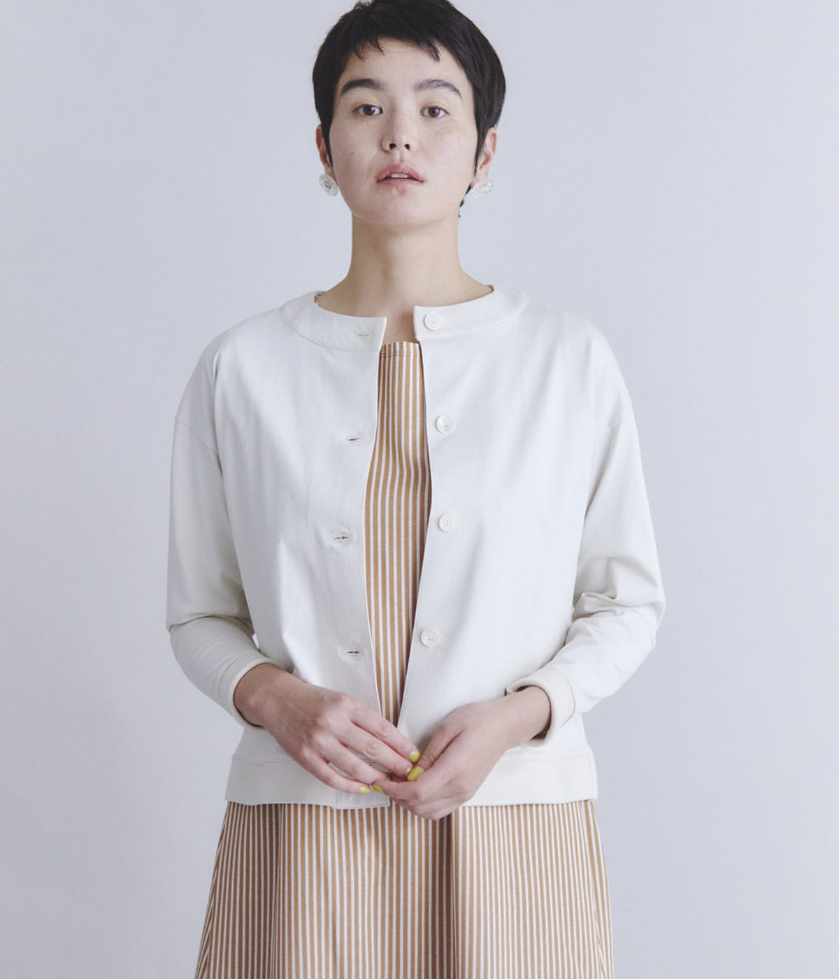 ［LOTUS×FRESCA］Jersey 袖リブカーディガン