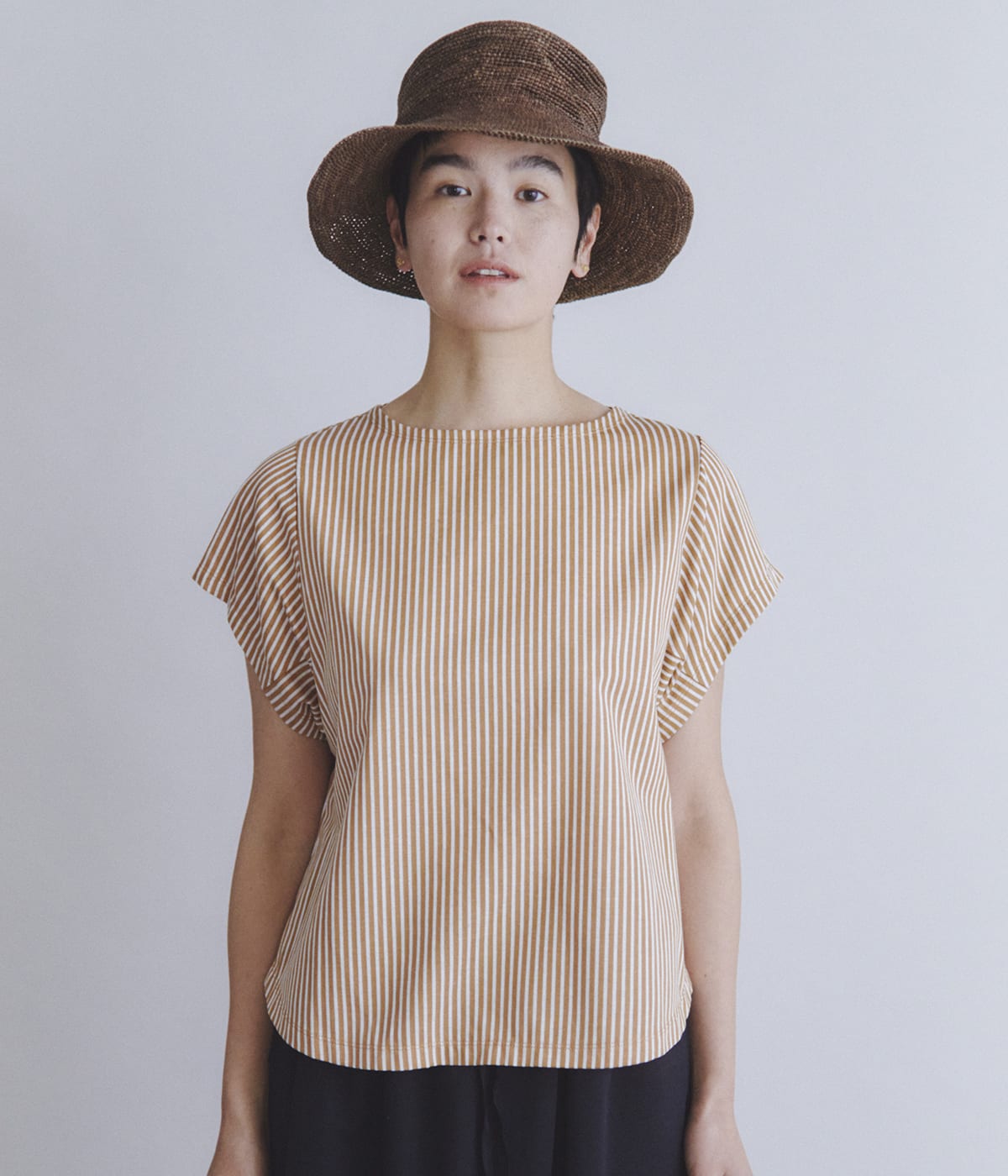 Stripe Jersey フレアスリーブTシャツ