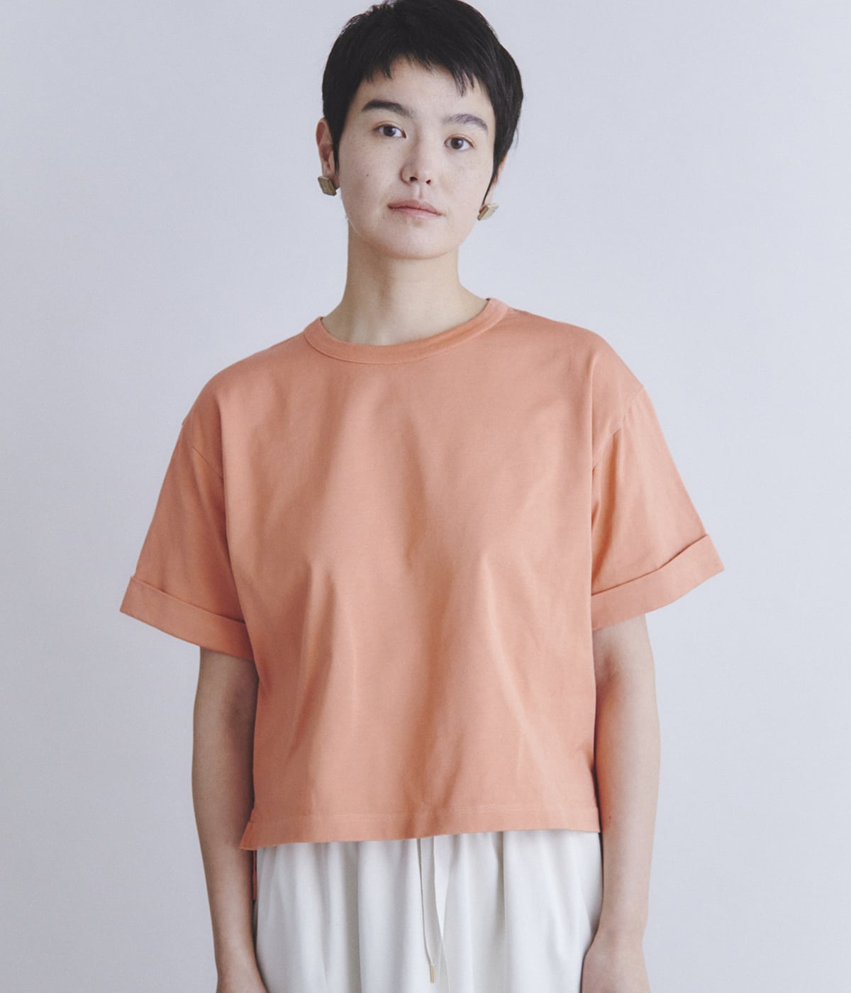 NEWYORKERの［ULTIMA］Cotton Jersey ロールアップTシャツ