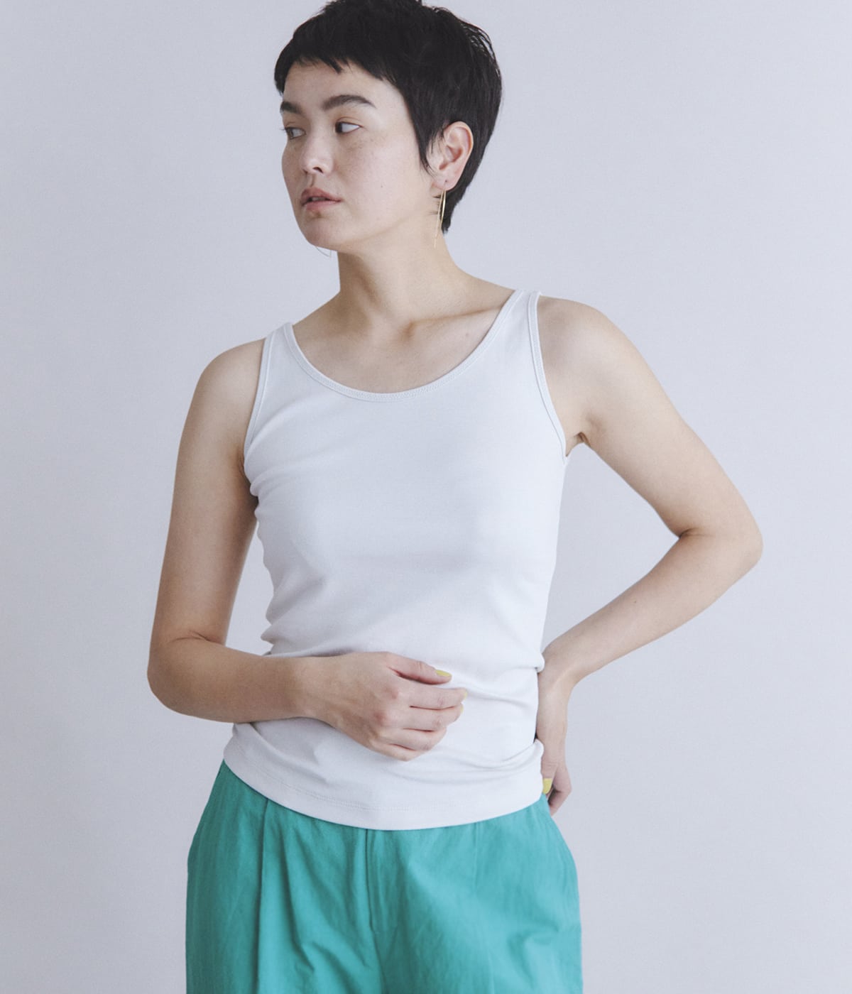 ［Elama］Suvin Cotton Rib 2WAYタンクトップ