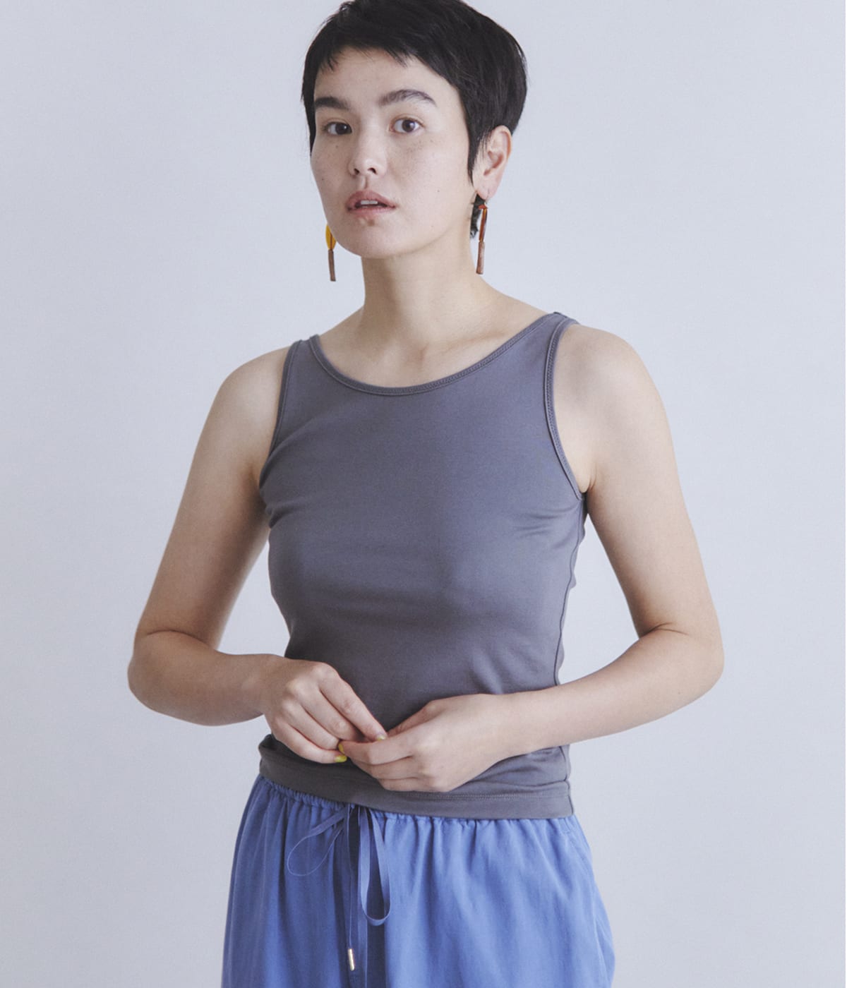 ［Elama］Suvin Cotton Rib 2WAYタンクトップ