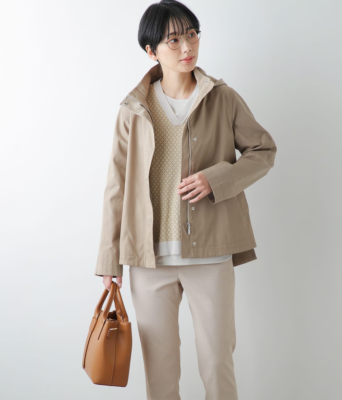 ナイロンシャンブレー フーデッドコート