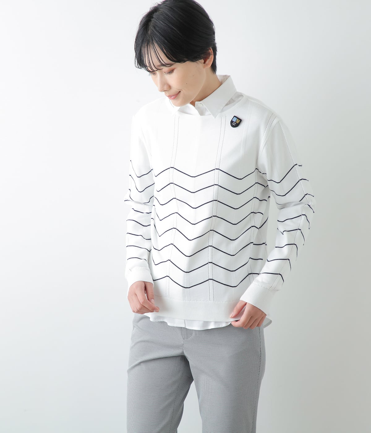 soeju】ソージュ クルーネックニットプルオーバー グリーン トップス 