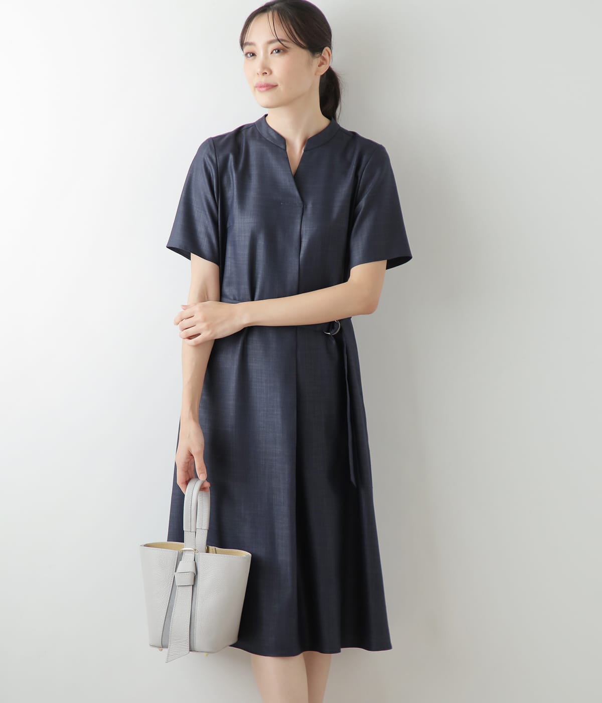 【L】シャインブッチャー スキッパーカラー半袖ワンピース