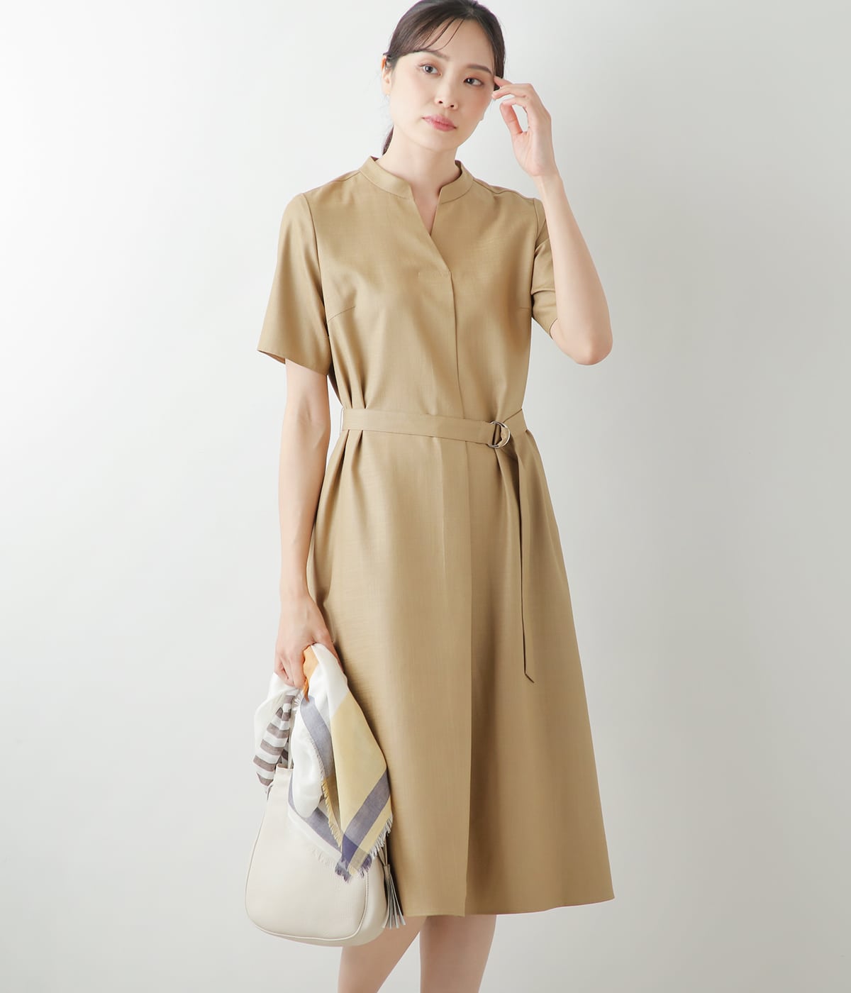 【L】シャインブッチャー スキッパーカラー半袖ワンピース