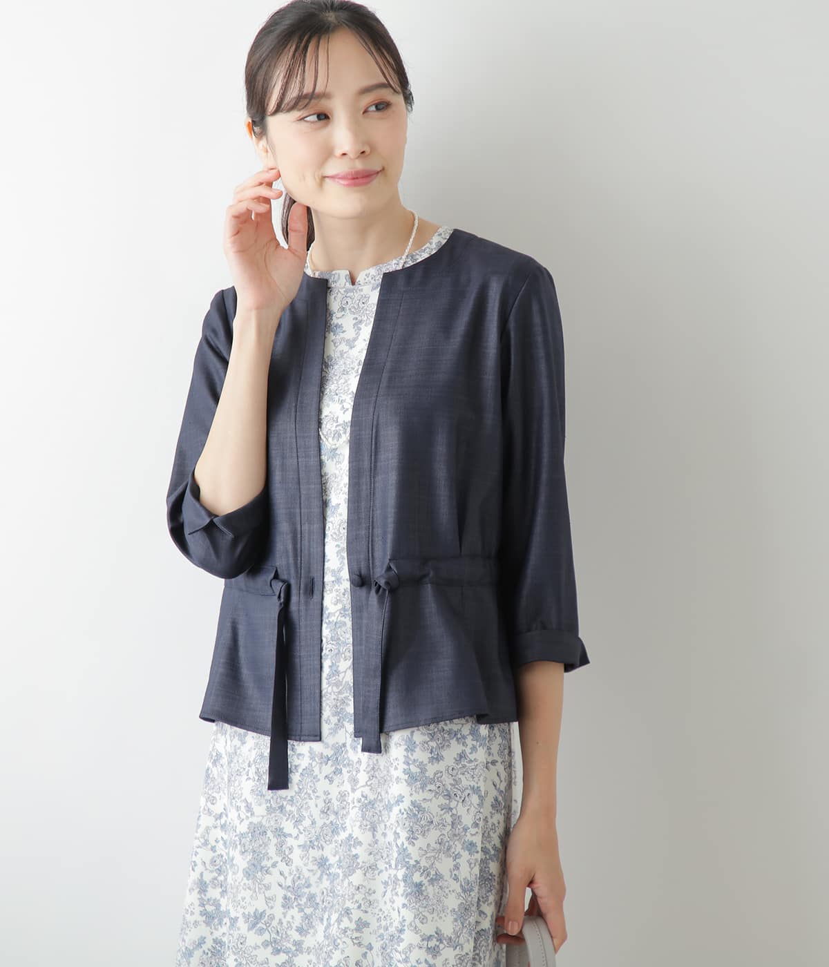 【L】シャインブッチャー ジャケット見えドロストブラウス