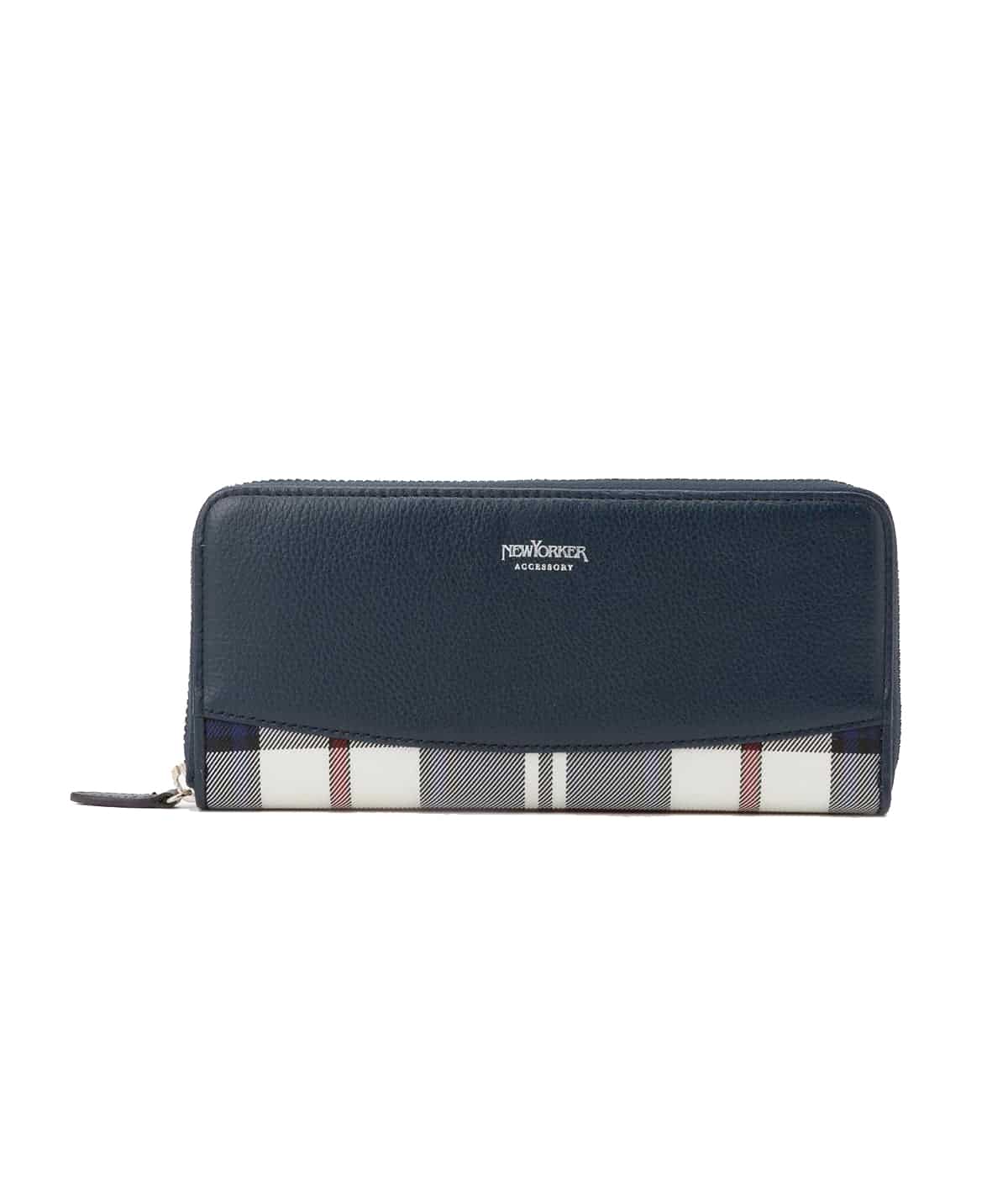 【WEB限定】レザー＆NYハウスタータン ラウンドファスナー長財布