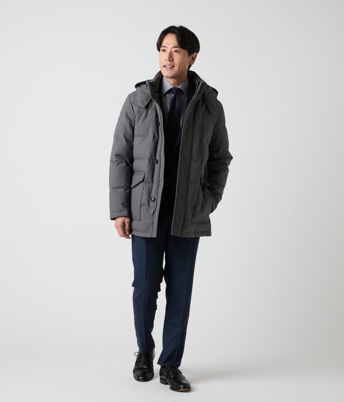 ストレッチ】テトロンウール シャドー千鳥 スリムフィットスーツ
