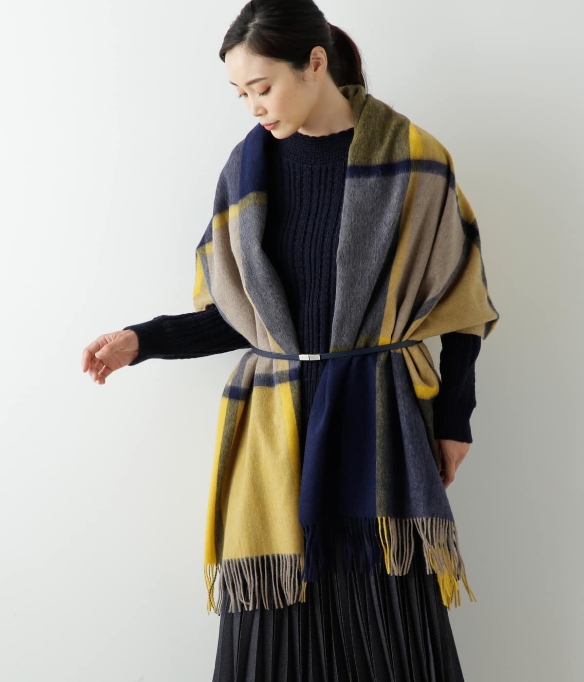 【WEB限定】TWEEDMILL(ツイードミル)ビッグチェックストール