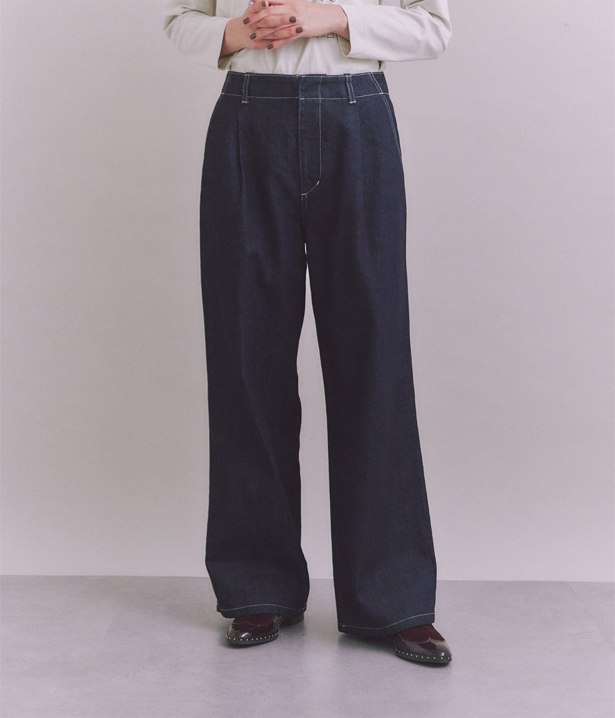 Organic Cotton Denim タックワイドパンツ