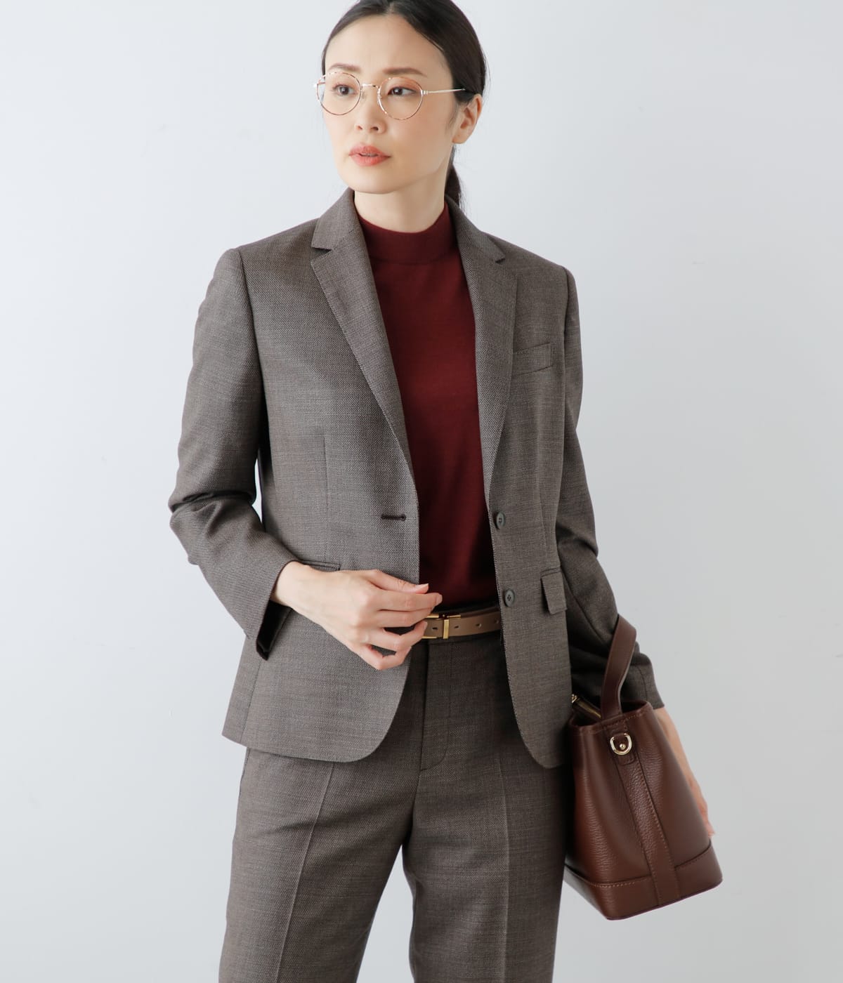 NY.ONLINEの【L】ウールシャークスキン ノッチドラペル2釦ジャケット