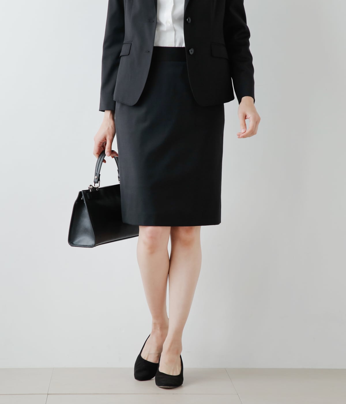 ストレッチブラックツイル ストレートスカート