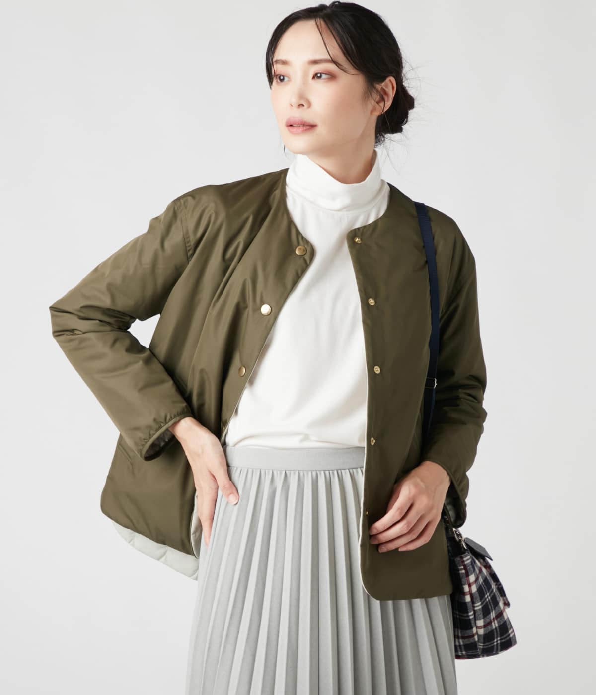 【L】ハイマルチタフタ リバーシブルキルティングコート