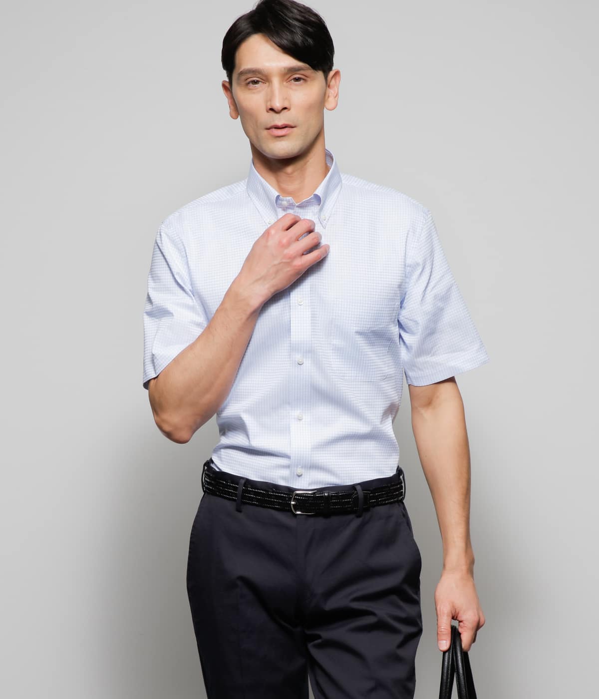 the wardrobe. newyorkerの【吸水速乾】COOL COMFORT ・Easy Careチェック 半袖ボタンダウンシャツ