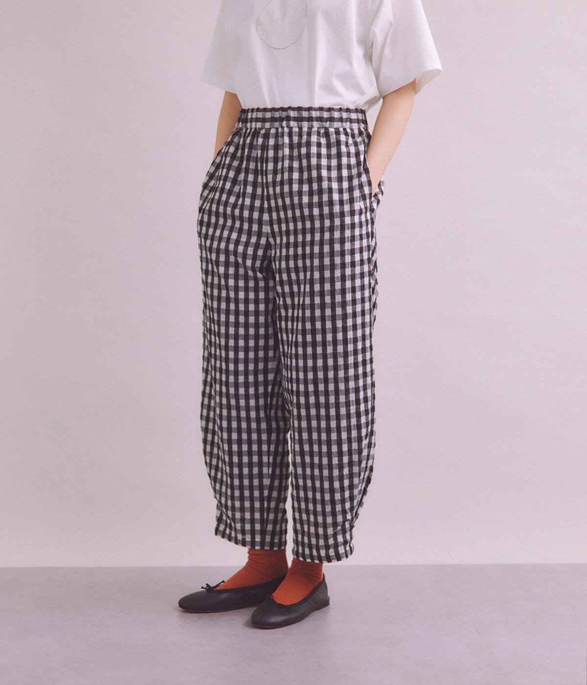 NEWYORKERの［ACAR］Gingham Sucker チェックギャザーパンツ