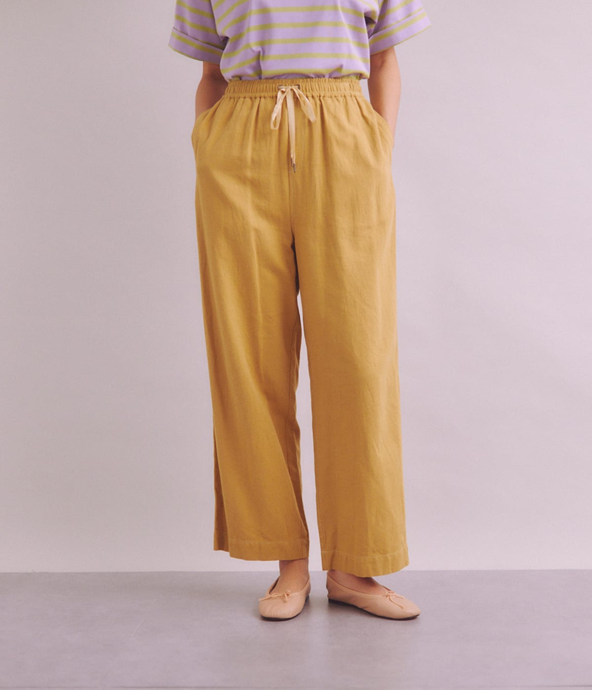 NEWYORKERのOrganic Cotton Twill ドローストリングワイドパンツ