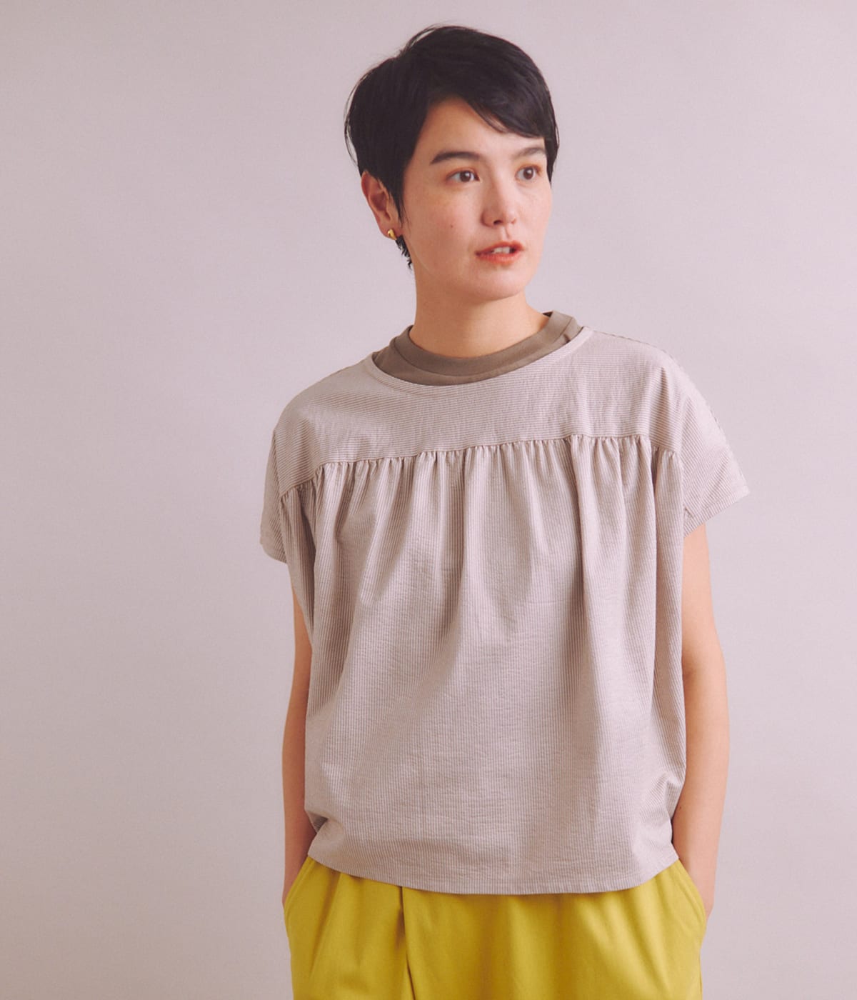 NEWYORKERのSucker Stripe ギャザープルオーバー