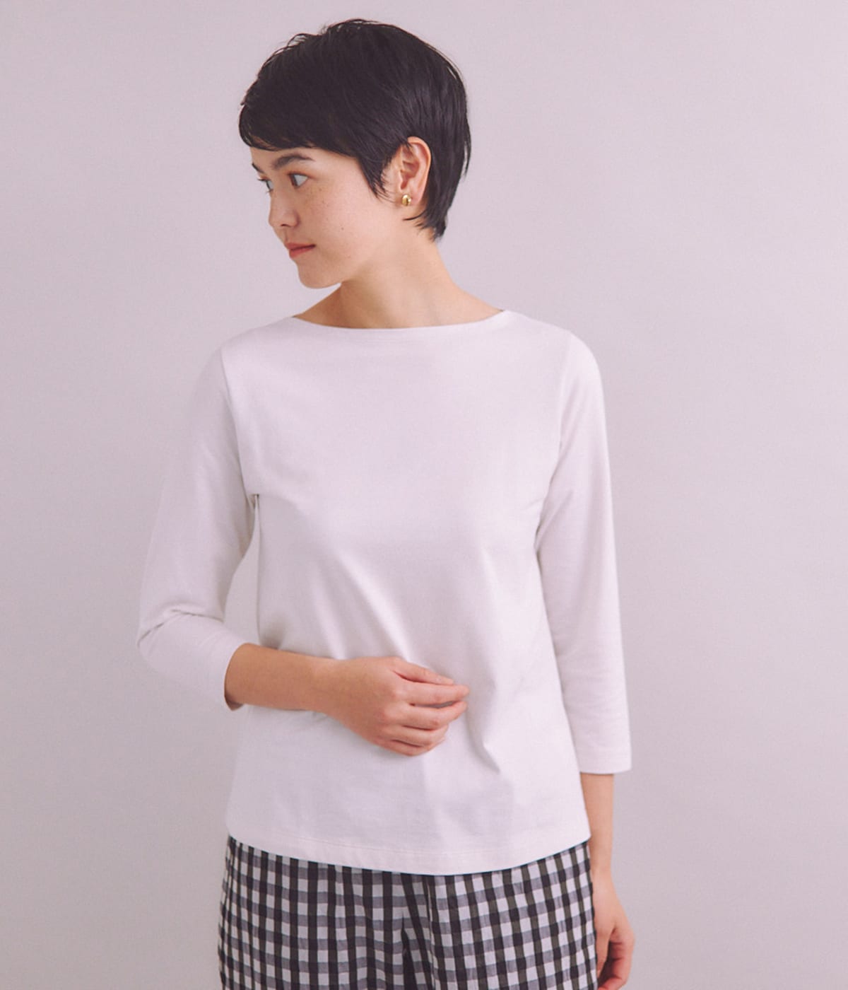 NEWYORKERの［Elama］Organic Cotton Cross Jersey ボートネックプルオーバー