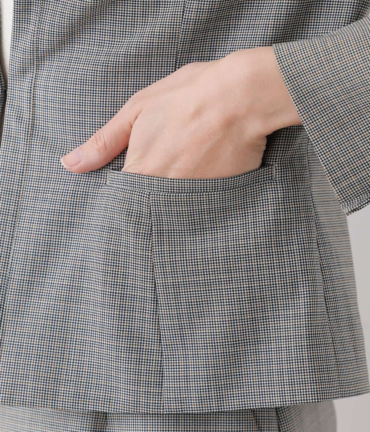 50%OFF ウォッシャブル】ウォッシャブルウール千鳥 ノーカラー ジャケット・アウター