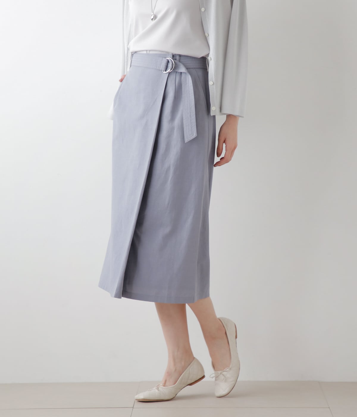 NY.ONLINEのライトグログラン ラップ風ストレートスカート