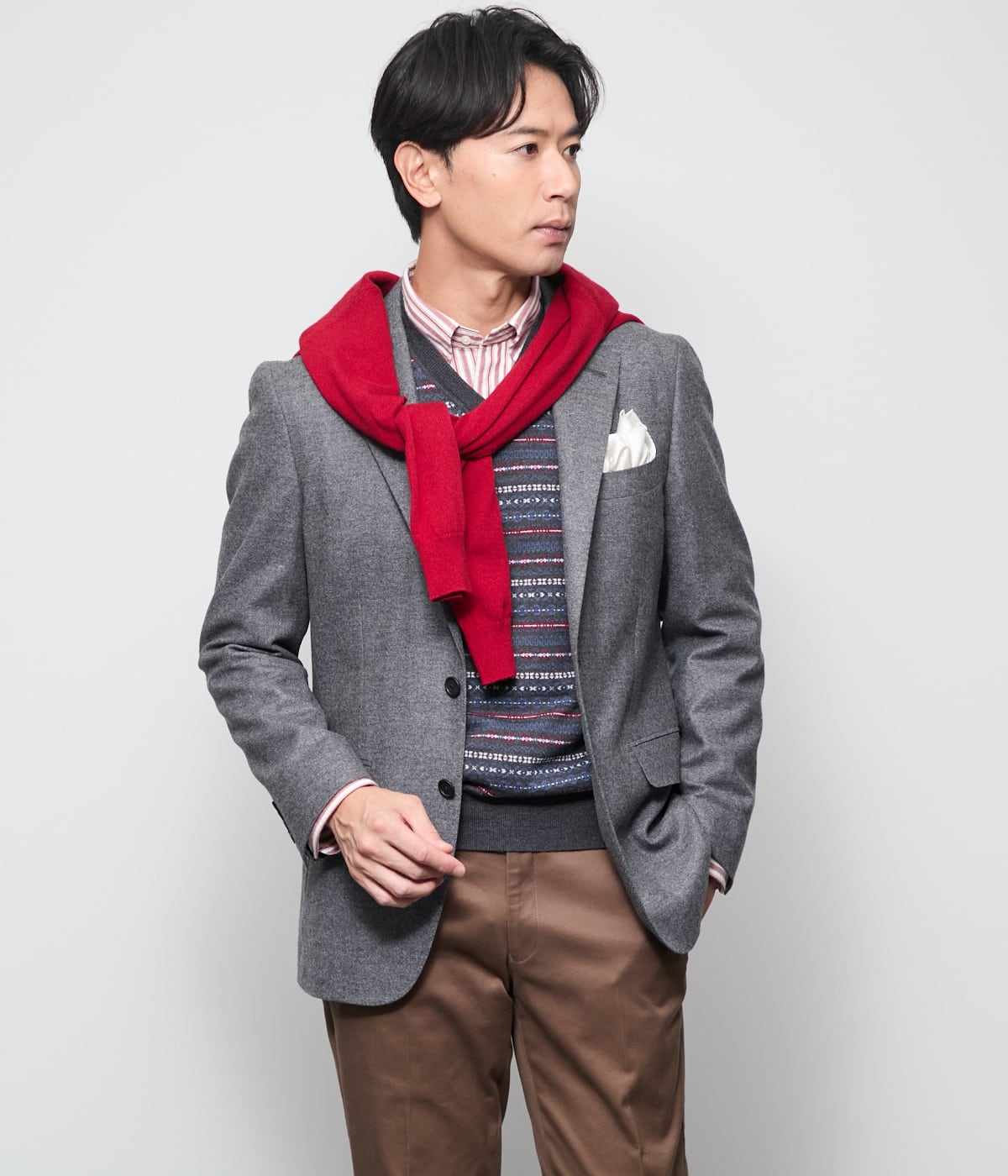 梳紡毛カシミヤ混ツイル ジャケット