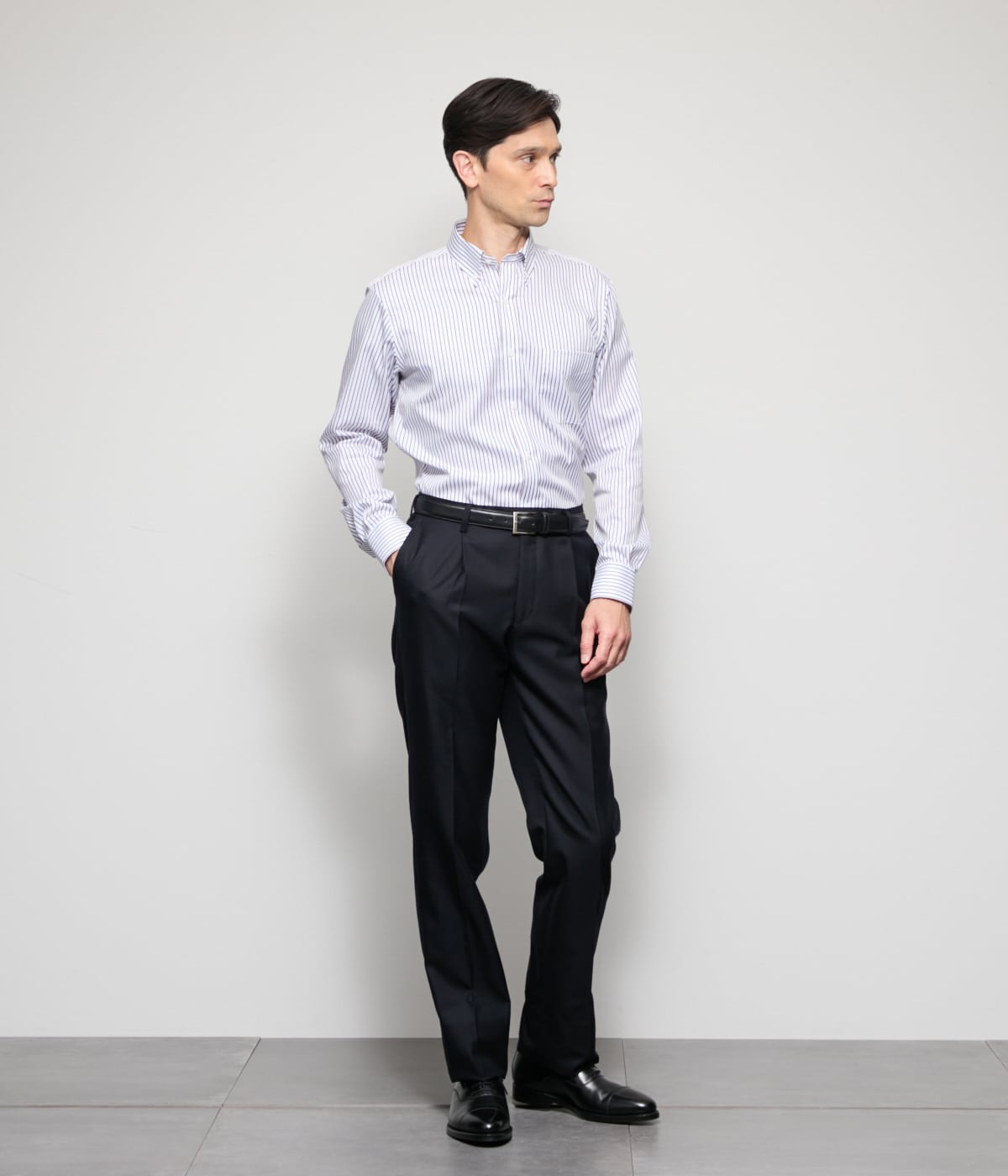 新品未使用　FIDES ストライプ ボタンダウンシャツ NY CARE FREE・SUPIMA COTTON オルタネイトストライプ 長袖