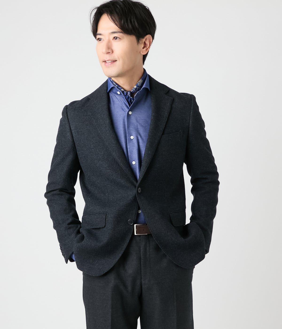 ツィードライク ヘリンボーン ジャケット