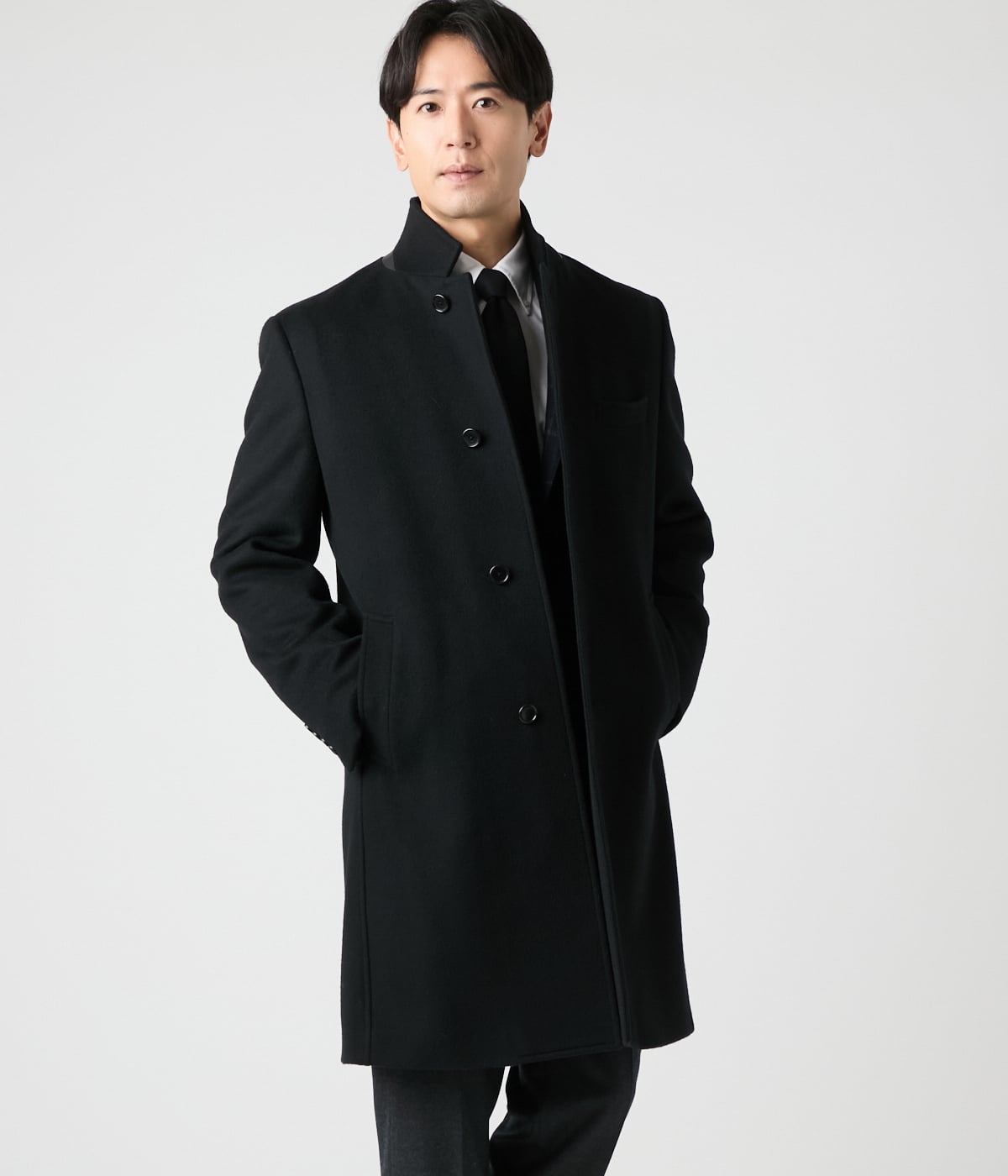 ウールショートビーバー ロングコンバーチブルカラーコート