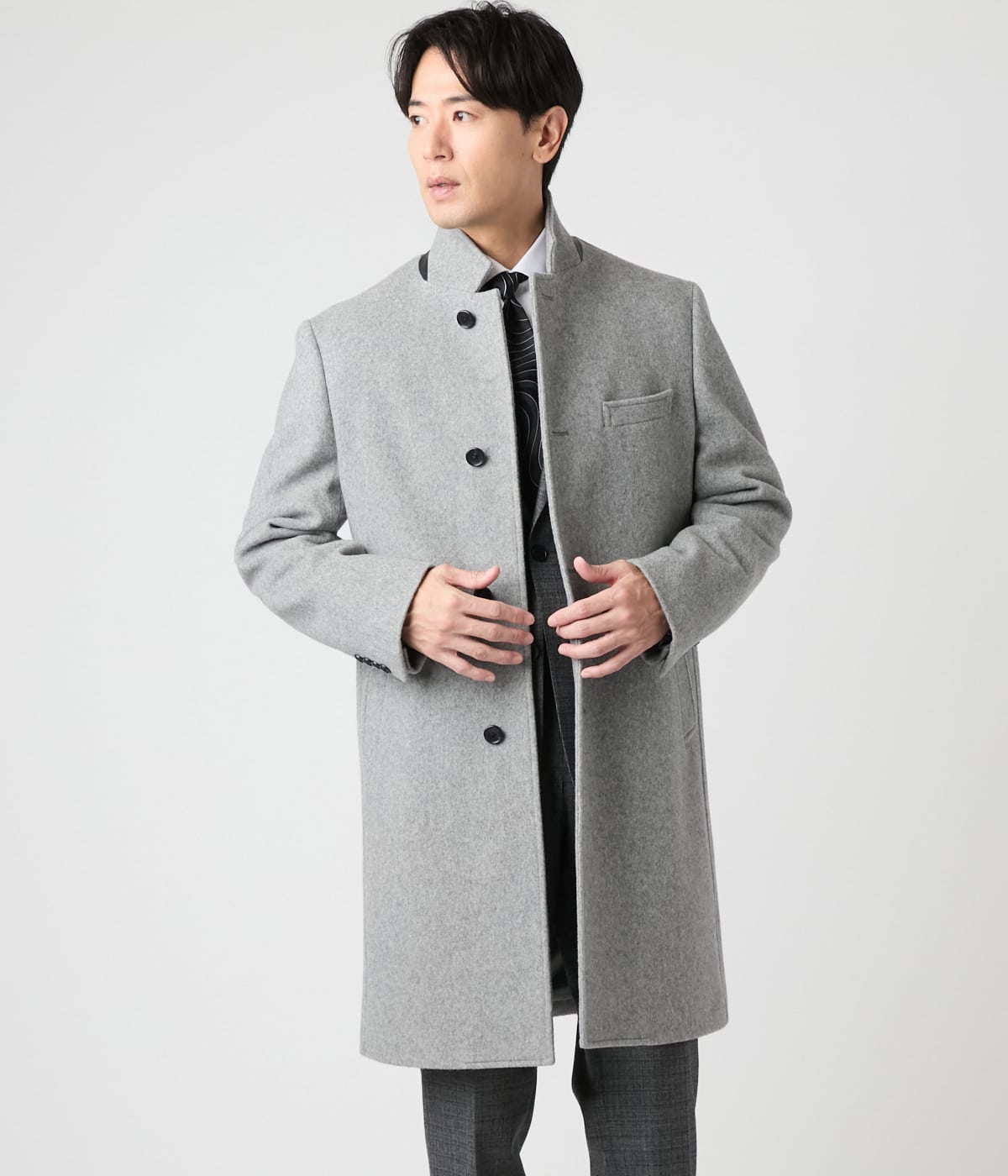 ウールショートビーバー ロングコンバーチブルカラーコート