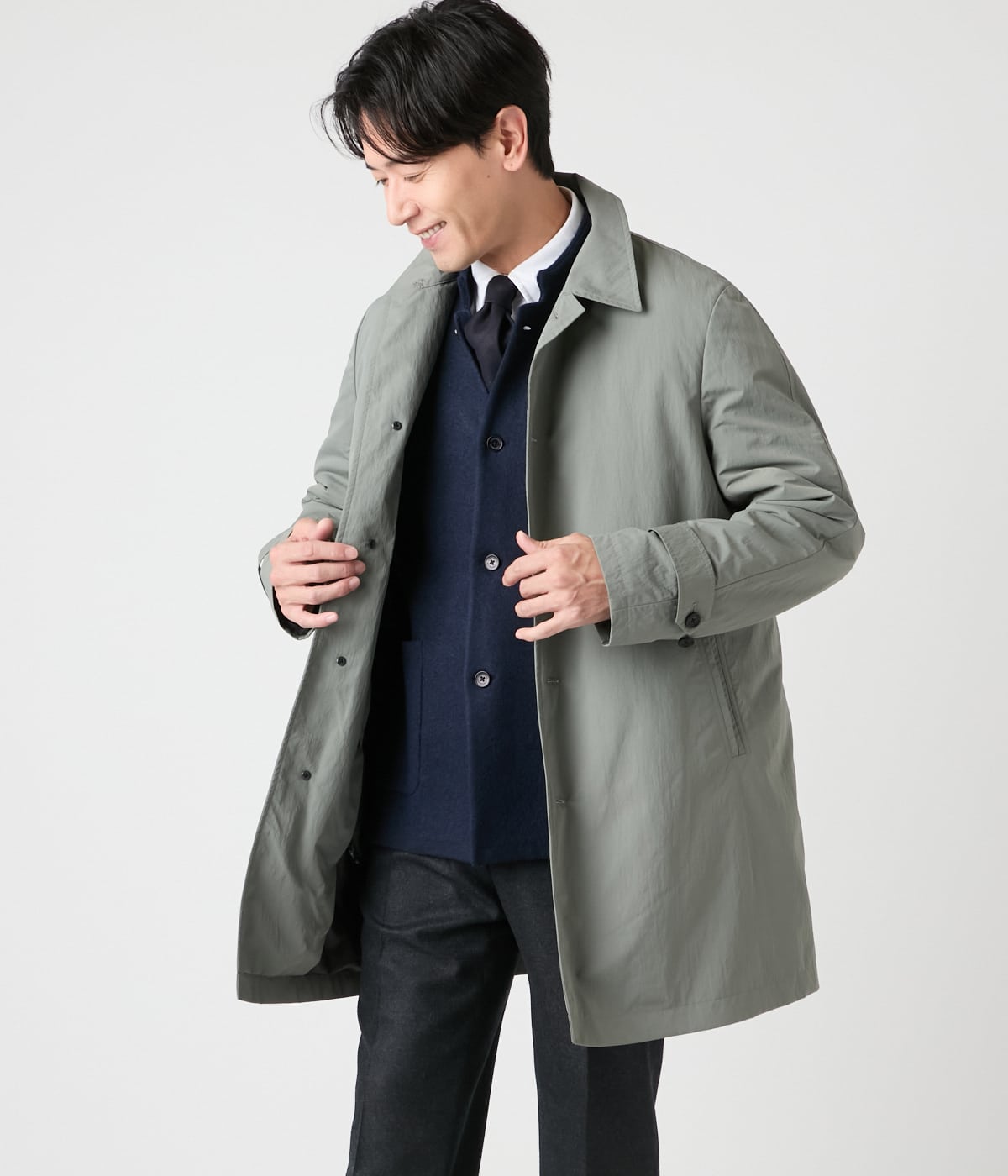 【撥水】ザックナイロン ステンカラーコート