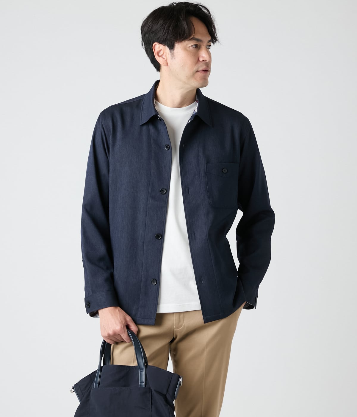 【撥水・ウォッシャブル・防シワ】デニム調カルゼ CPOシャツジャケット