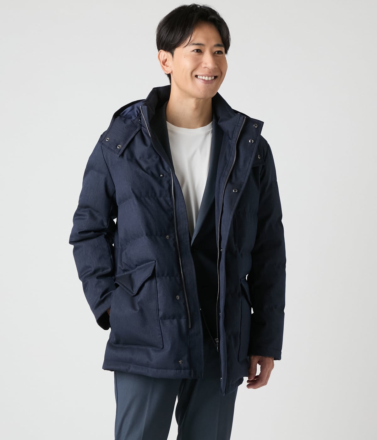 【撥水・防風】ポリエステルカルゼ ラミネート シティーフィールドダウンアウター