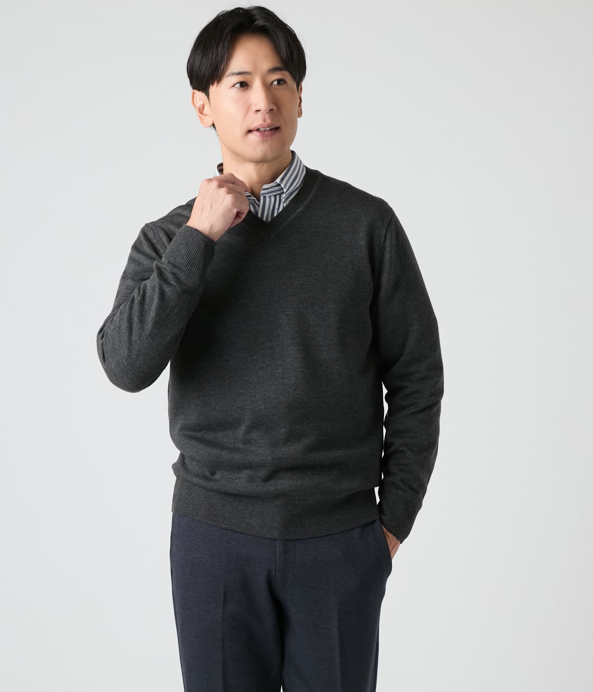 【ウォッシャブル】Ｖネックプルオーバーニット