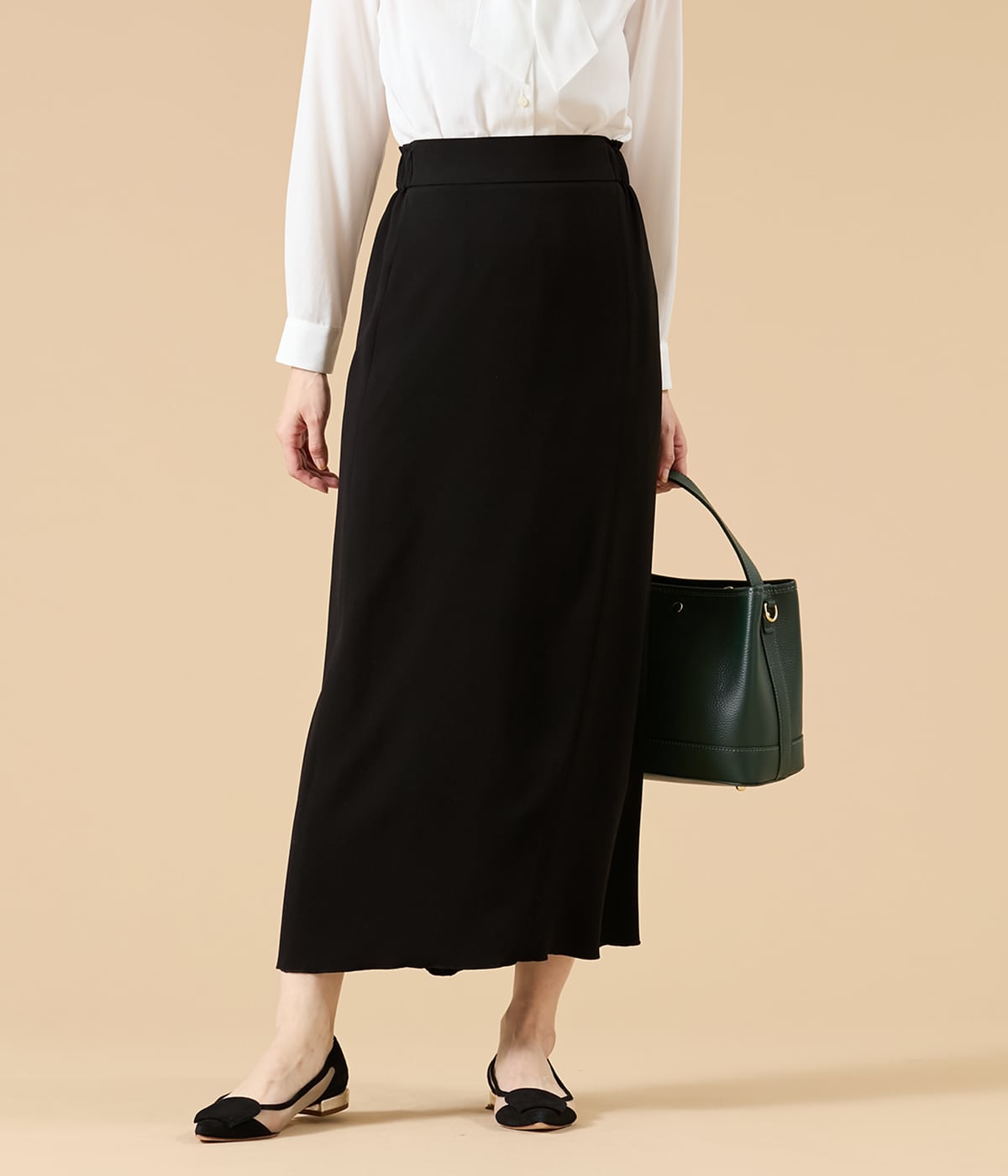 【WEB限定】DONEEYU(ドニーユ) バックサテンジョーゼット ロングスカート