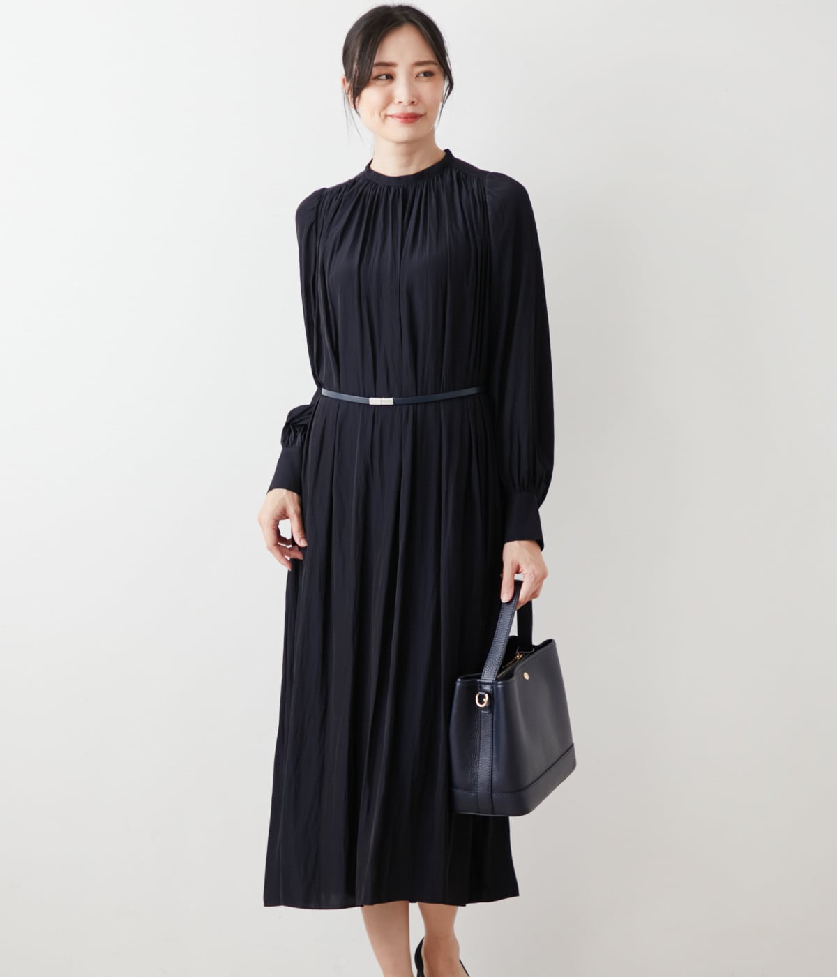 【WEB限定】DONEEYU(ドニーユ) マイクロデシン 長袖ギャザーワンピース