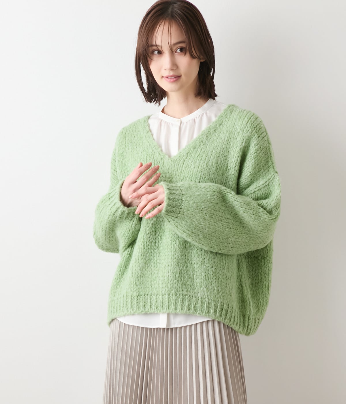 【WEB限定】TRICOTS JEAN MARC(トリコット・ジーン・ マルク) モヘヤ混Vネックニットプルオーバー